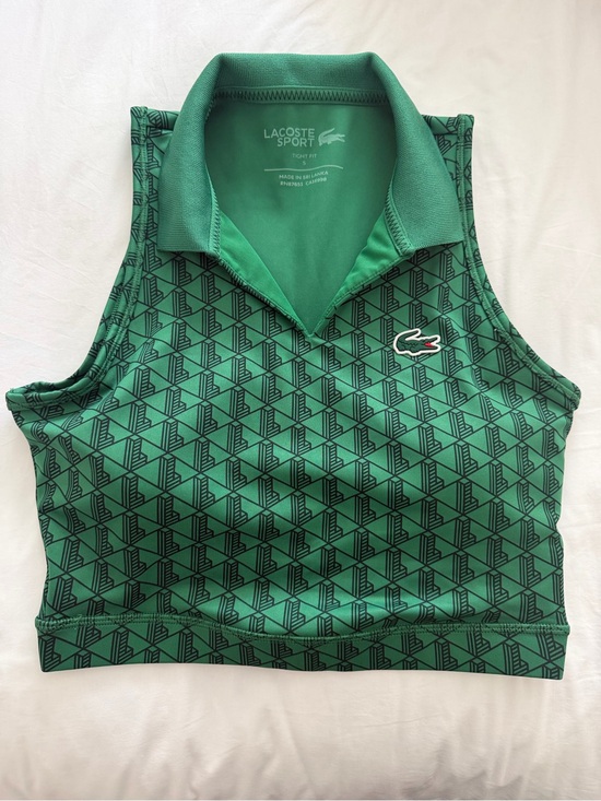 Lacoste Tops - Authentic Lacoste Sport Green Geometric Sleeveless Polo Crop Top